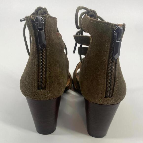 Stylish Olive Green Lace-Up Wedge Sandals - Picture 5 of 6